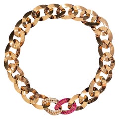 Fani Gioielli Vintage Rubino Diamante Collana Coppia di Bracciali Convertibili Oro Rosa
