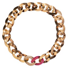 Fani Gioielli Collier vintage convertible en rubis et diamants, paire de bracelets en or rose