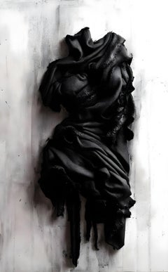 Black Venus : Peinture sur tissu et acrylique, contemporaine, non encadrée