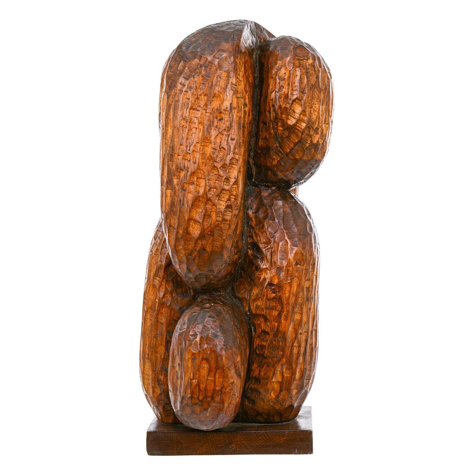 Carved Fannie Lager Modernist Wood Sculpture