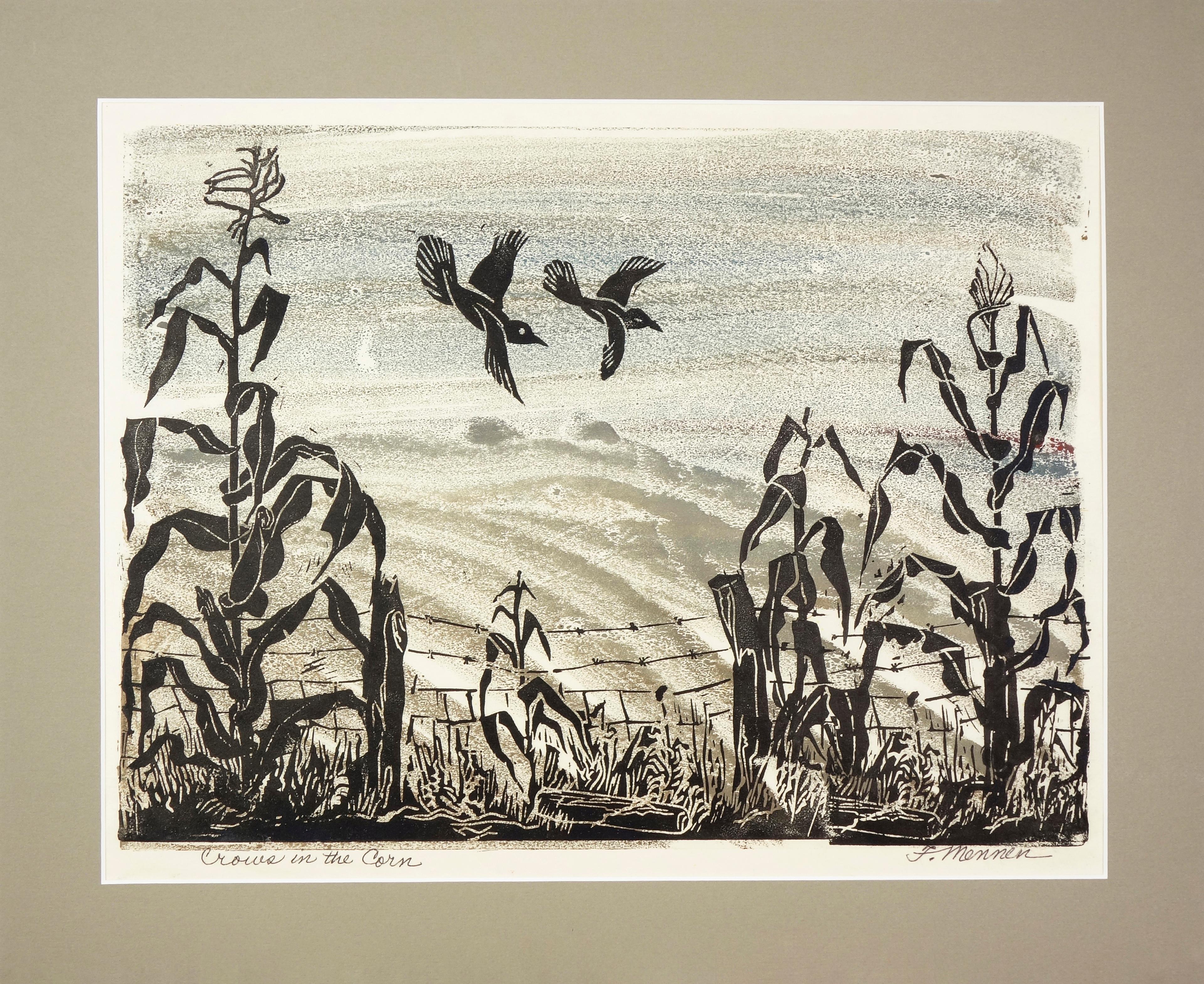 Fannie Mennen Animal Print - Crows in Corn