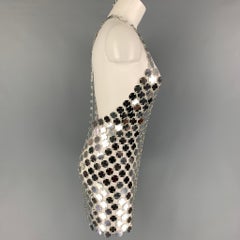 FANNIE SCHIAVONI Size S Silver Metallic Mini Cara Dress