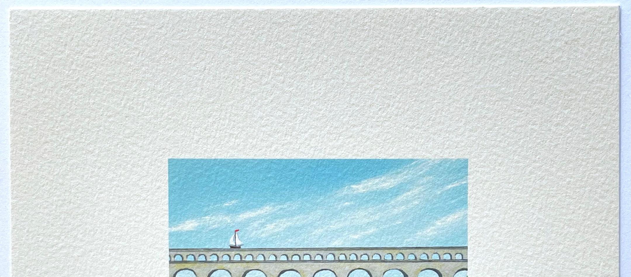 AQUEDUCT es una litografía dibujada a mano y de edición limitada de la artista surrealista estadounidense Fanny Brennan, creada mediante técnicas tradicionales de litografía a mano e impresa en papel de grabado Arches de archivo, 100% libre de