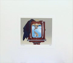 DEARDORFF Signed Mini Lithograph, Still Life, Retro Camera with Inverted Image