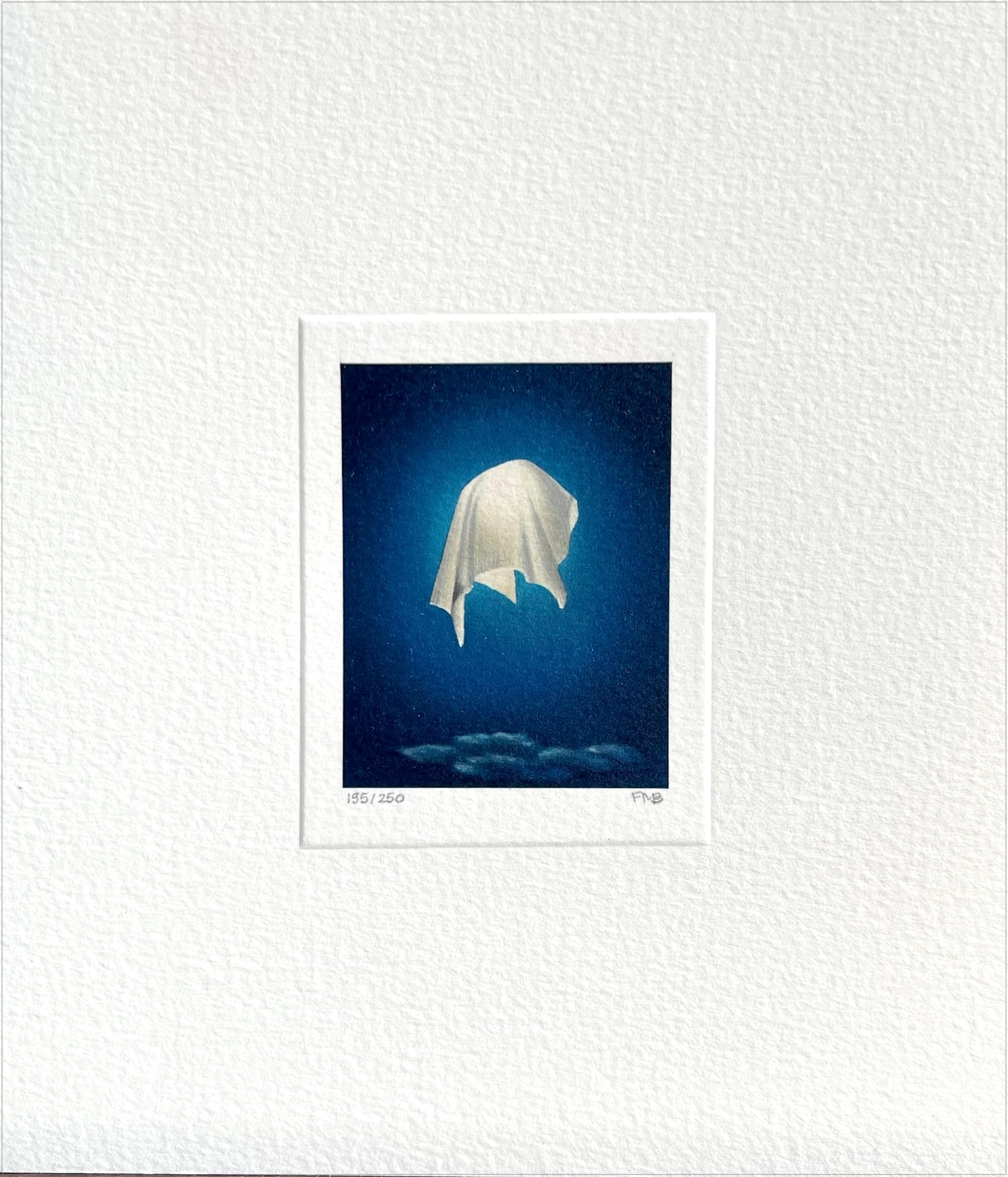 ECLIPSE Signed Lithograph, Celestial Portrait, Shrouded Moon, Midnight Blue Sky - Print by Fanny Brennan