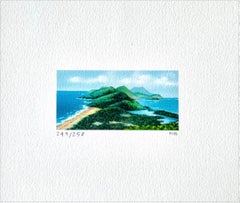 HIGH TIDE LOW TIDE Signed Lithograph, Mini Seascape, Islands, Beach, Blue Water