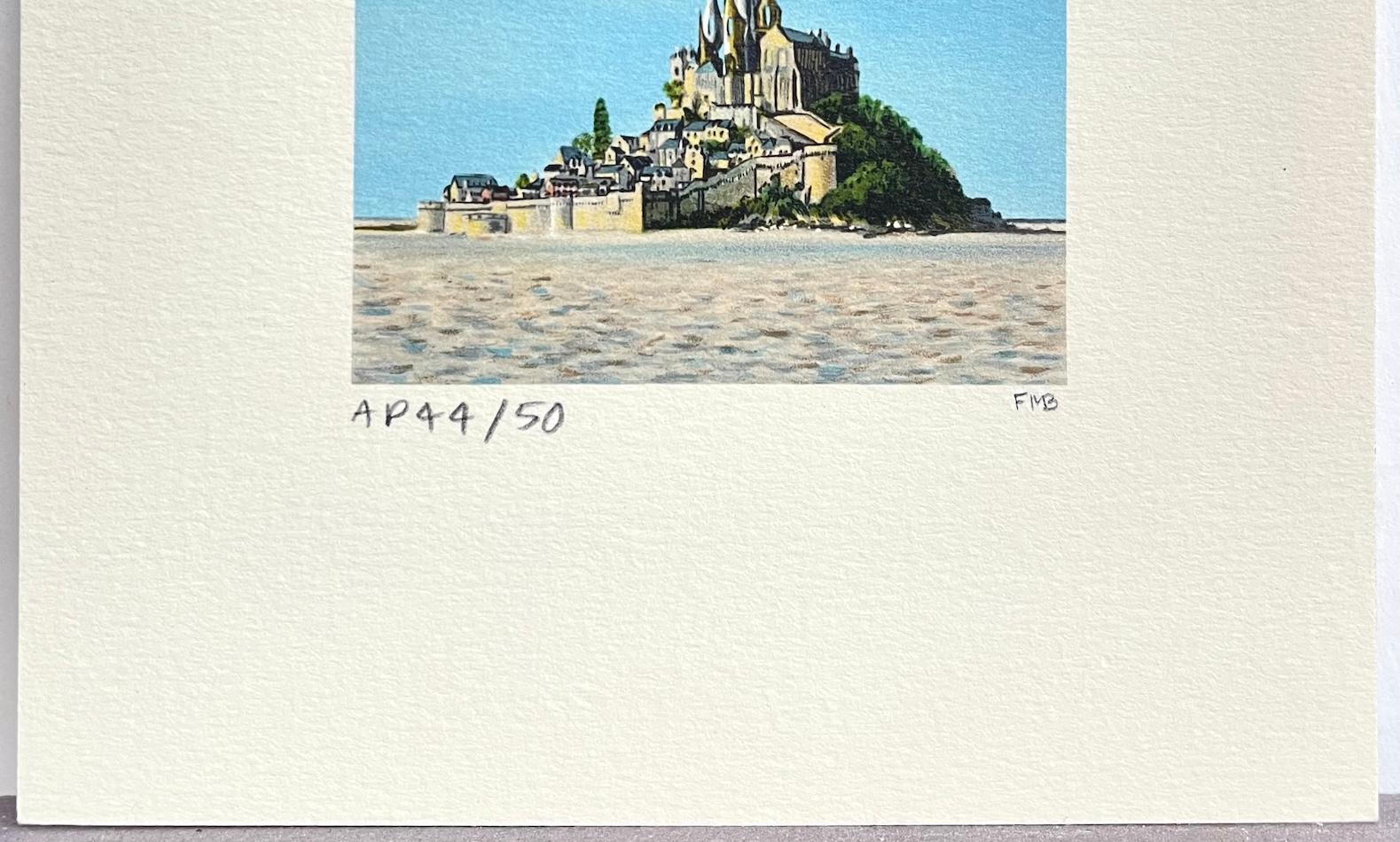 MONT SAINT-MICHEL es una litografía dibujada a mano en edición limitada por la artista surrealista estadounidense Fanny Brennan, creada mediante técnicas tradicionales de litografía a mano e impresa en papel Arches de archivo, 100% libre de ácido.