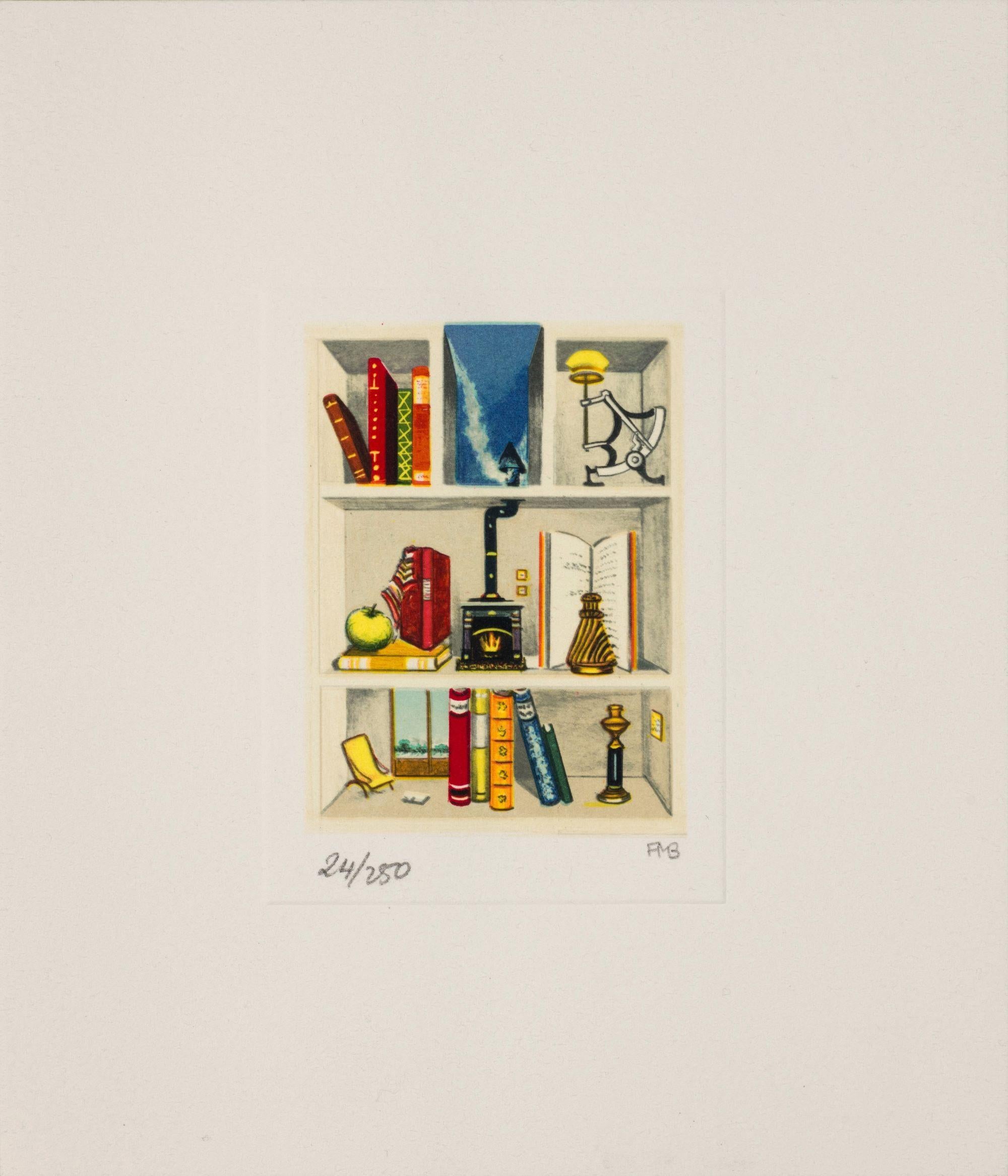 Nadine's Bookcase  - Print by Fanny Brennan