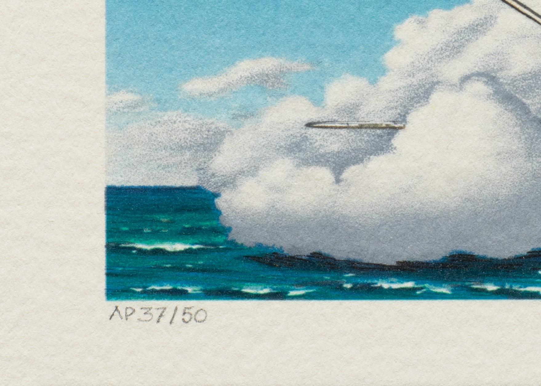 Safety Pin Cloud - Blue Figurative Print by Fanny Brennan