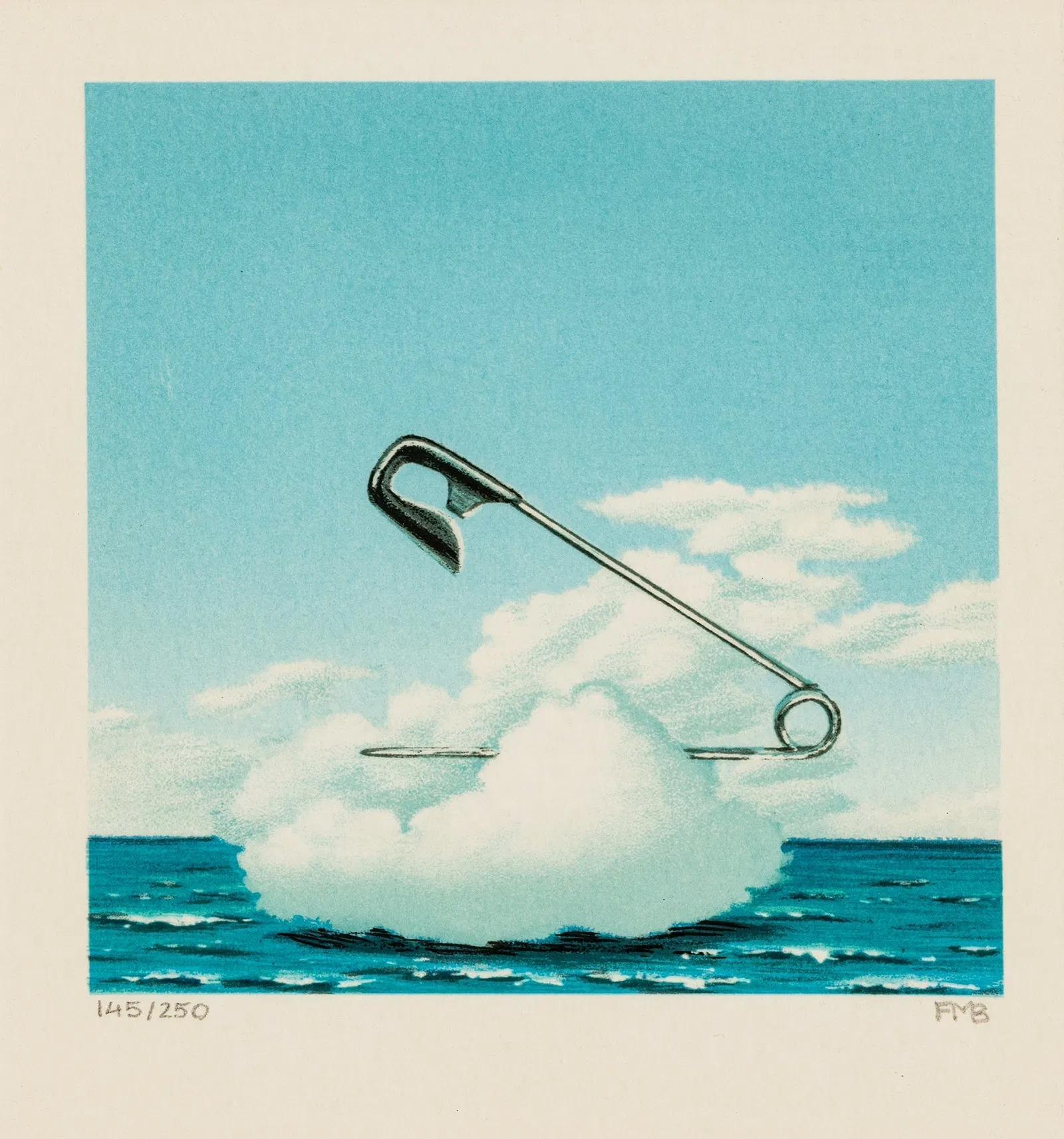 Fanny Brennan Figurative Print - Safety Pin Clouds