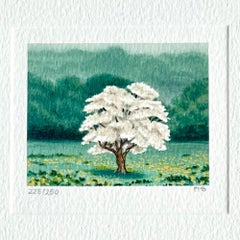 "SOLO Signed Lithograph, Surrealist Mini Landscape, 1992, 6x7 in."