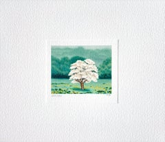 "Litografia firmata SOLO, Mini paesaggio surrealista, 1992, 6x7".
