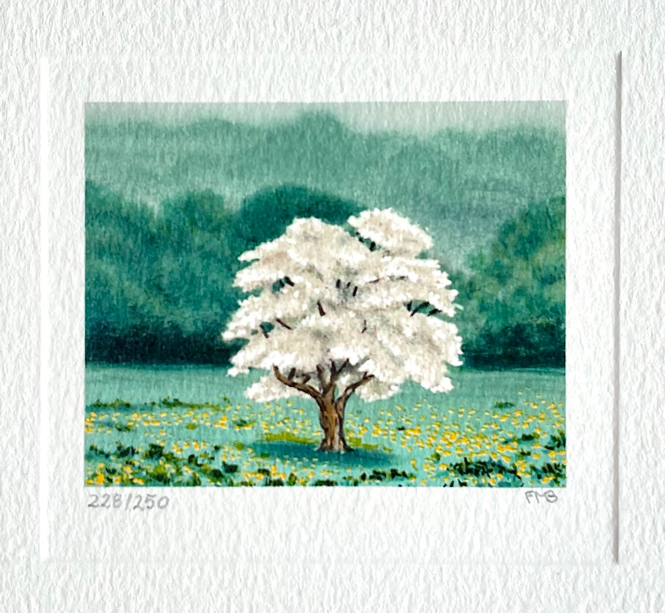 "SOLO Signed Lithograph, Surrealist Mini Landscape, 1992, 6x7 in."