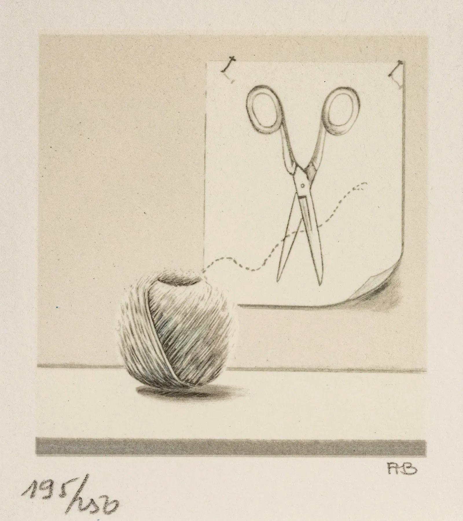 Fanny Brennan Figurative Print - String And Scissors