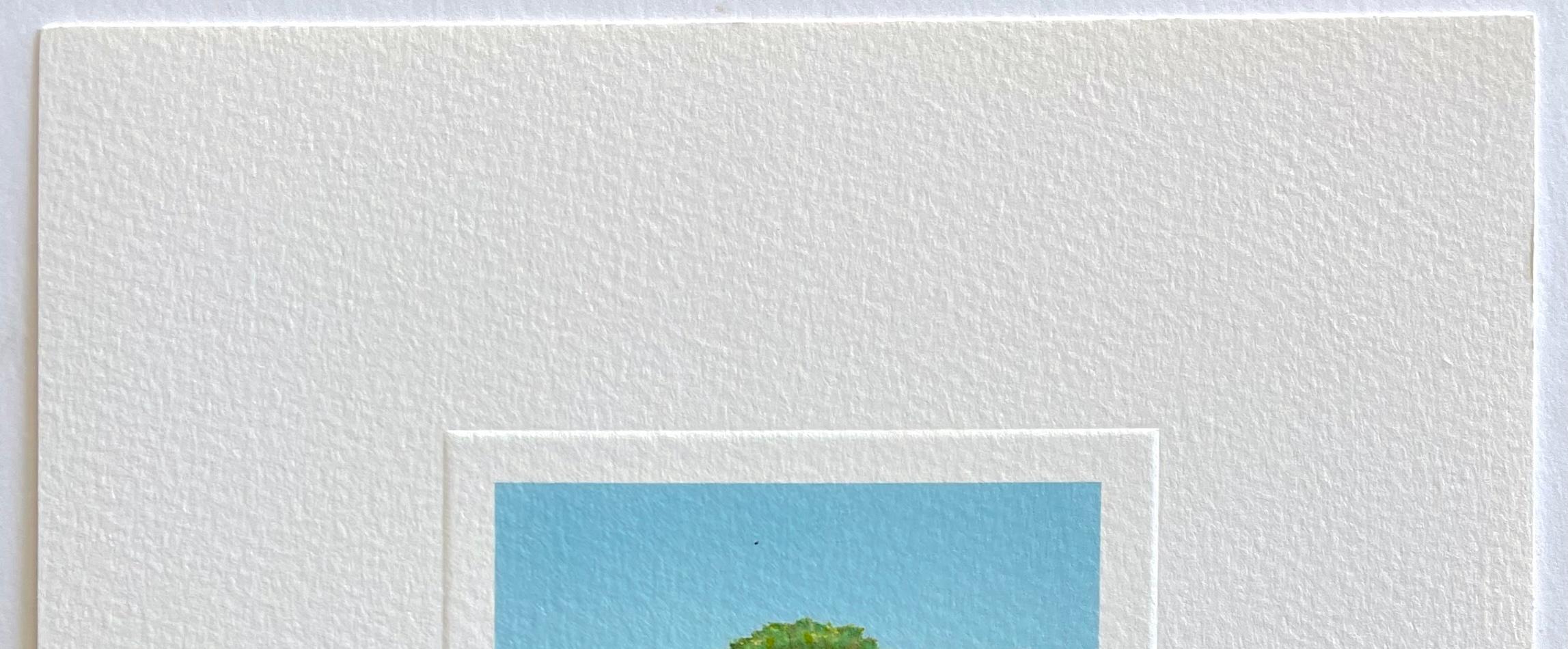 TREE SWING Signed Mini Lithograph, Surreal Waterscape, Clouds, Blue Sky 3