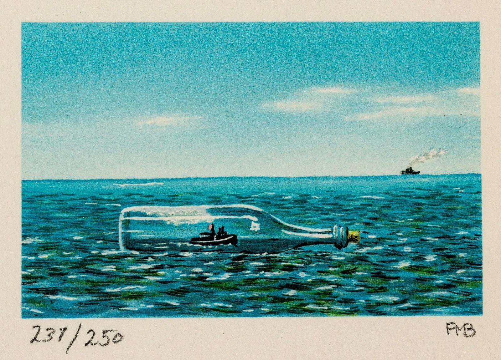 Fanny Brennan Figurative Print - Tugboat Afloat