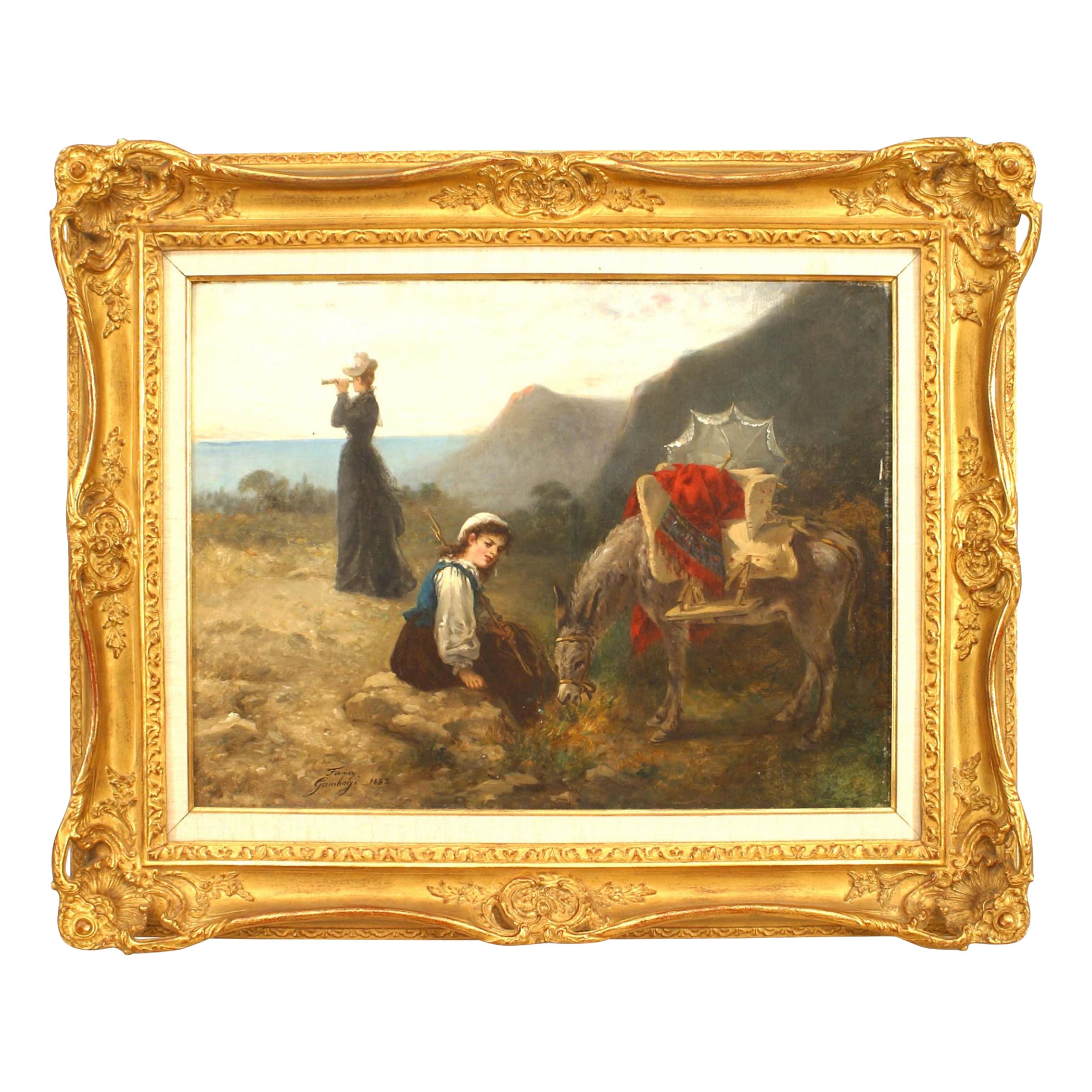 Fanny Gambogi Painting of Women with Donkey For Sale