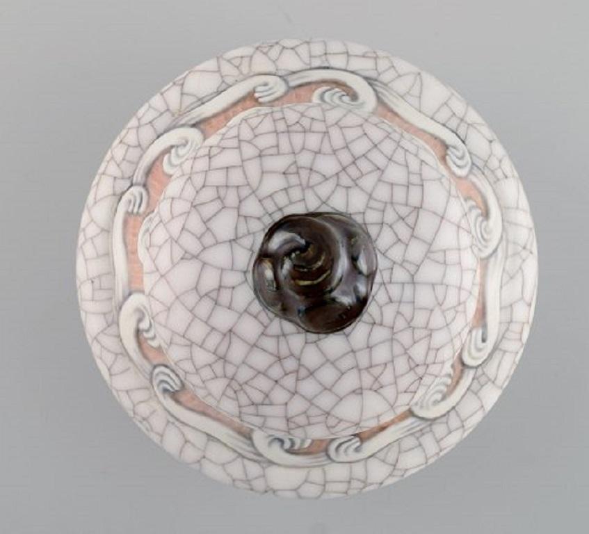 20th Century Fanny Garde for Bing & Grøndahl, Art Nouveau Lidded Jar in Crackled Porcelain