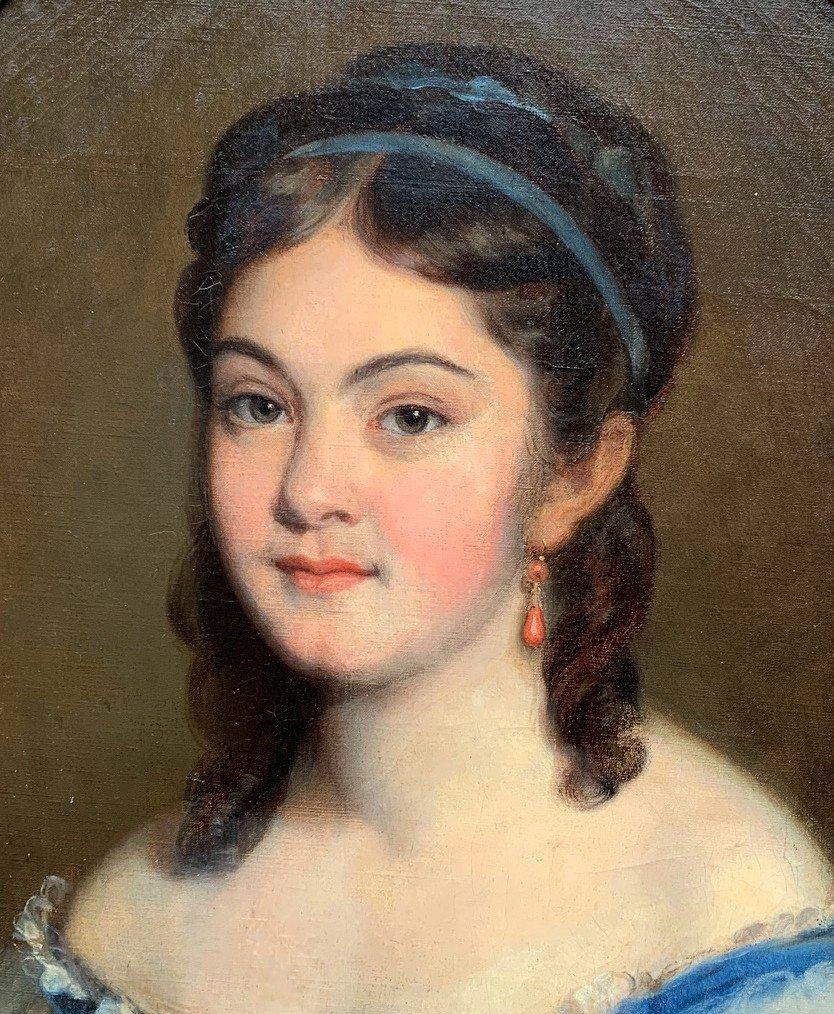 Portrait Jeune Fille Signé Fanny Gilbert (1820/…) For Sale 2