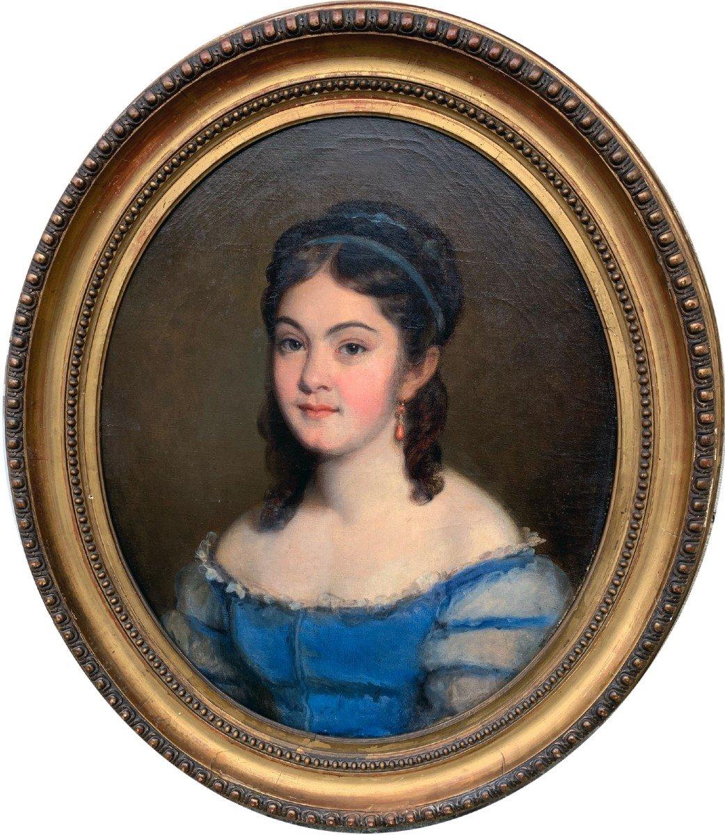 Portrait Jeune Fille Signé Fanny Gilbert (1820/...)