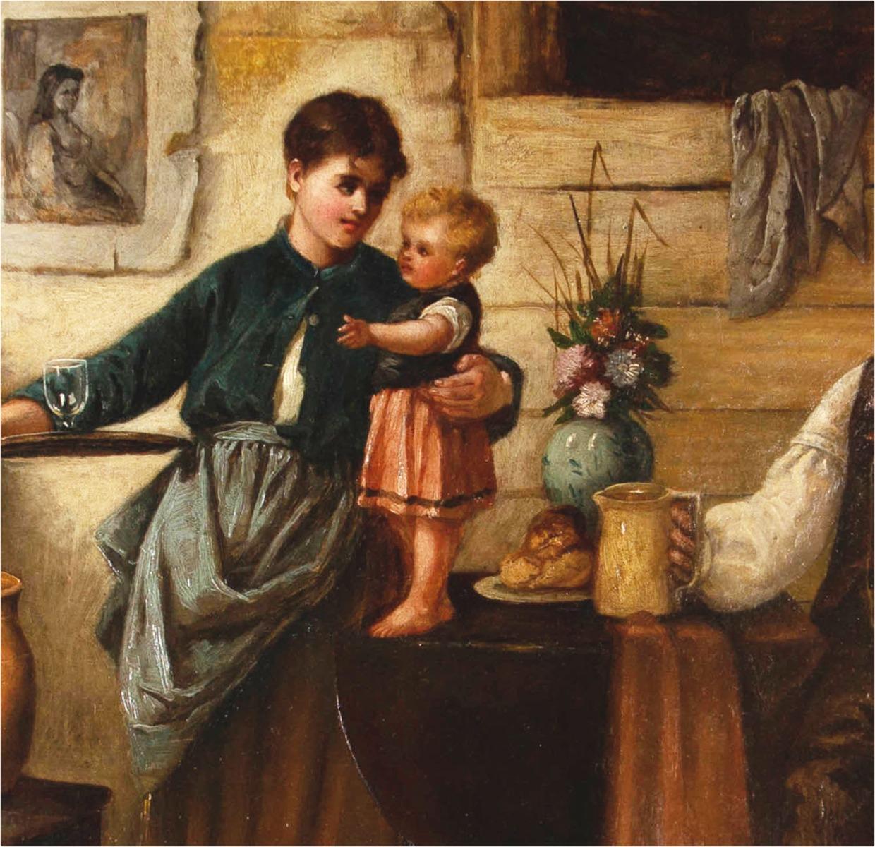 Fanny Mearns (fl.1870-1881) - 1880 Huile, Le Bosom de la famille en vente 4