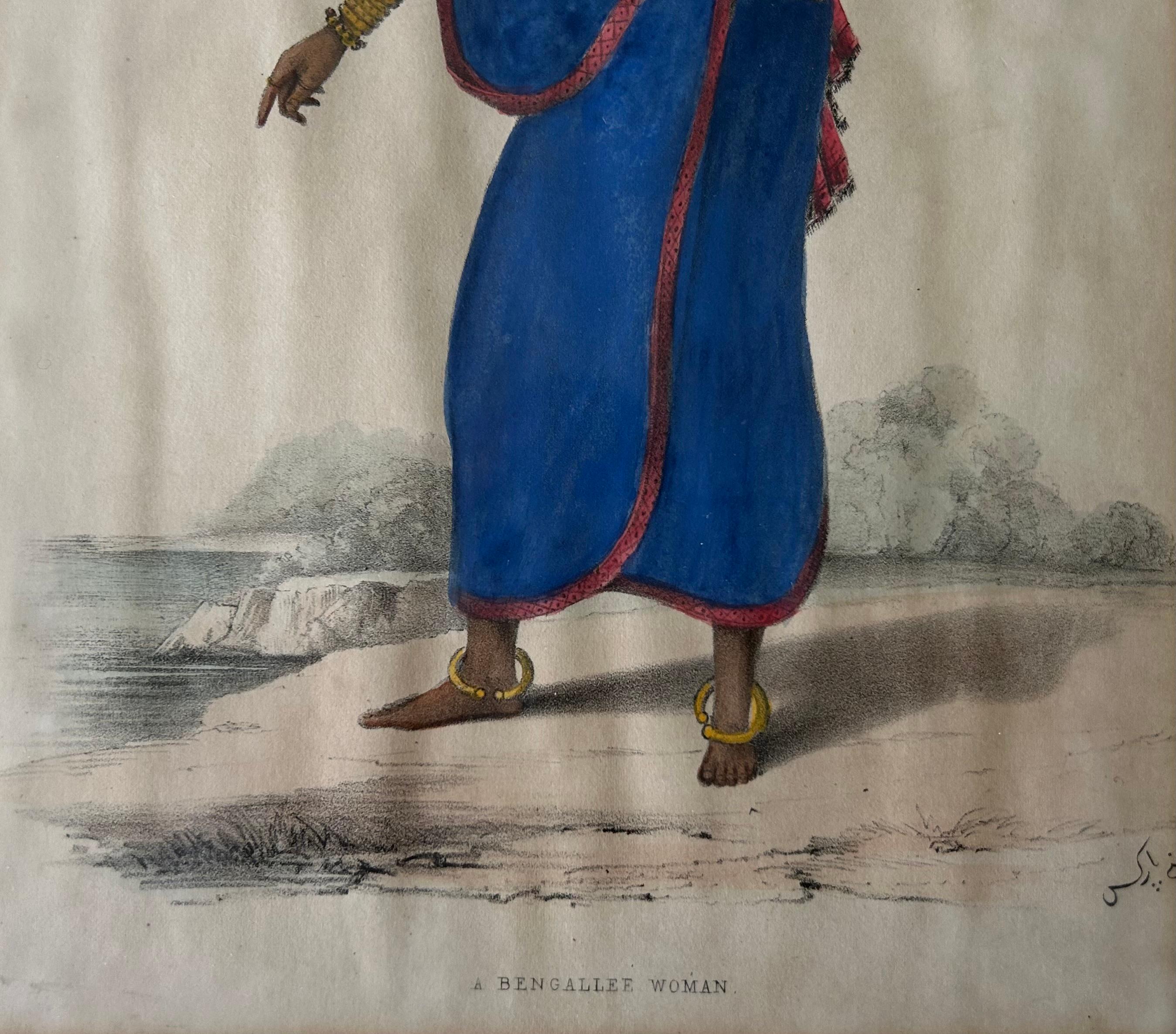 India early 19th century hand coloured Lithographs Rare Fanny Parks For Sale 11