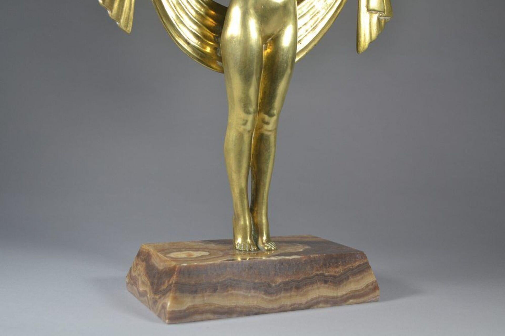 French Fanny Rozet Bronze Egyptian Dancer Figural Mirror