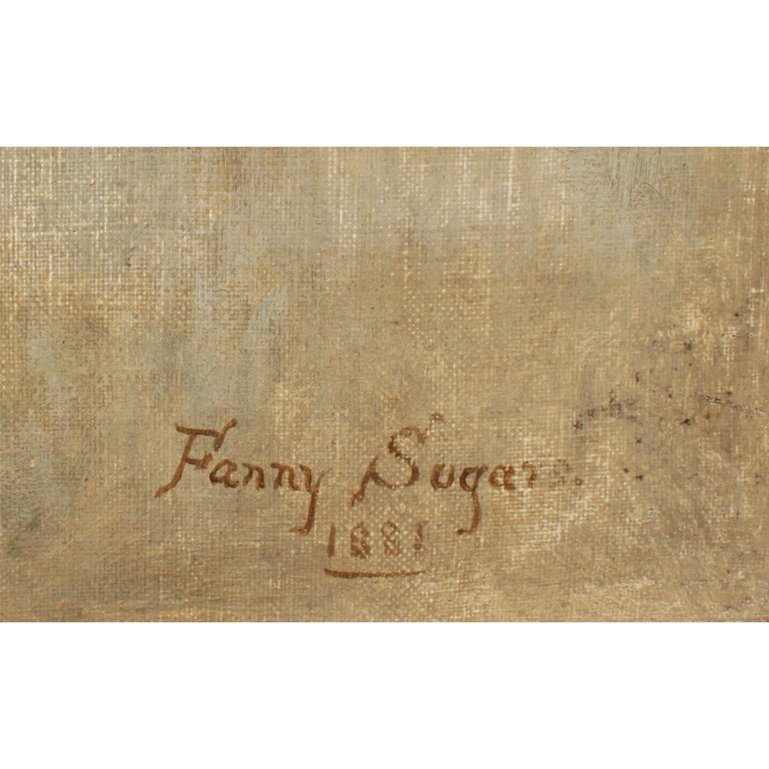 Fanny Sugars (britannique, 1856-1933) Huile sur toile Une jeune fille debout portant un bonnet en vente 3