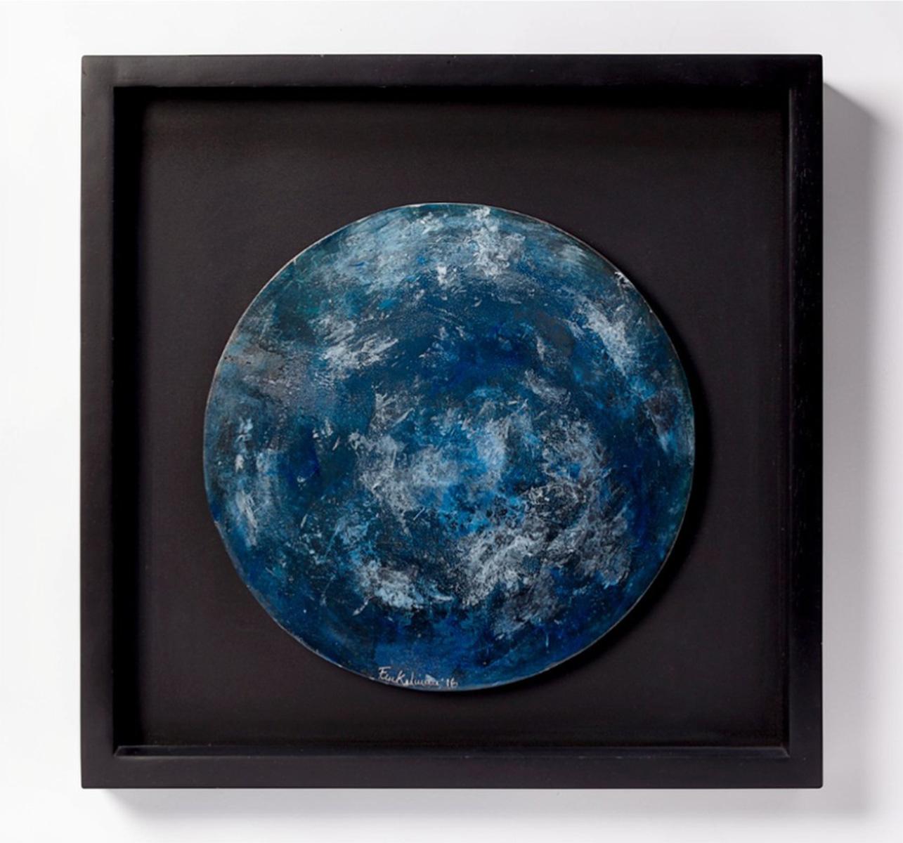Orbe N°1 Abstract Wall Sculpture, Metal with Pigments on Wood, 44cm