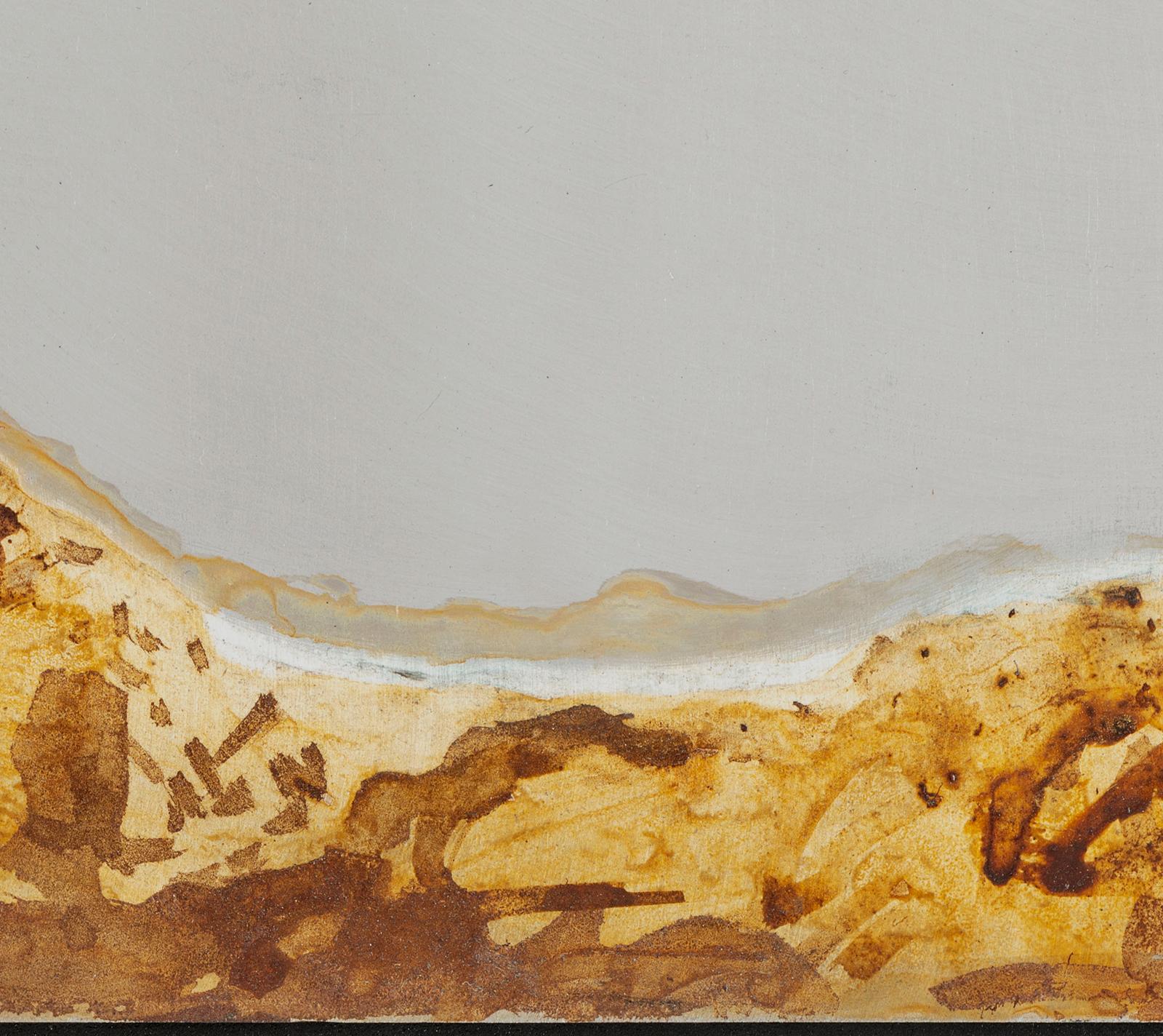 Atardecer. Abstraktes Landschaftsgemälde.  (Beige), Landscape Painting, von Fanny Szyller Finkelman