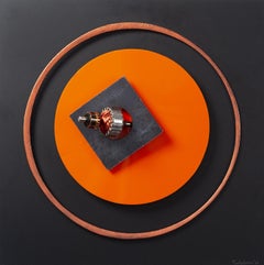 Assembleur Naranja N°2. Sculpture murale abstraite en techniques mixtes