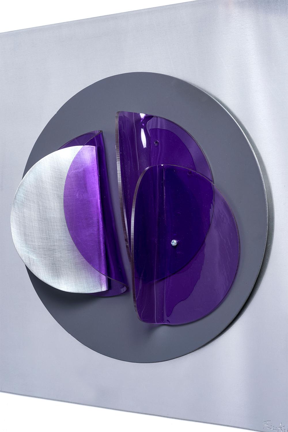 Assembler Violeta N° 1, 2 and 3 .Abstract Mixed Media Wall Sculpture For Sale 7