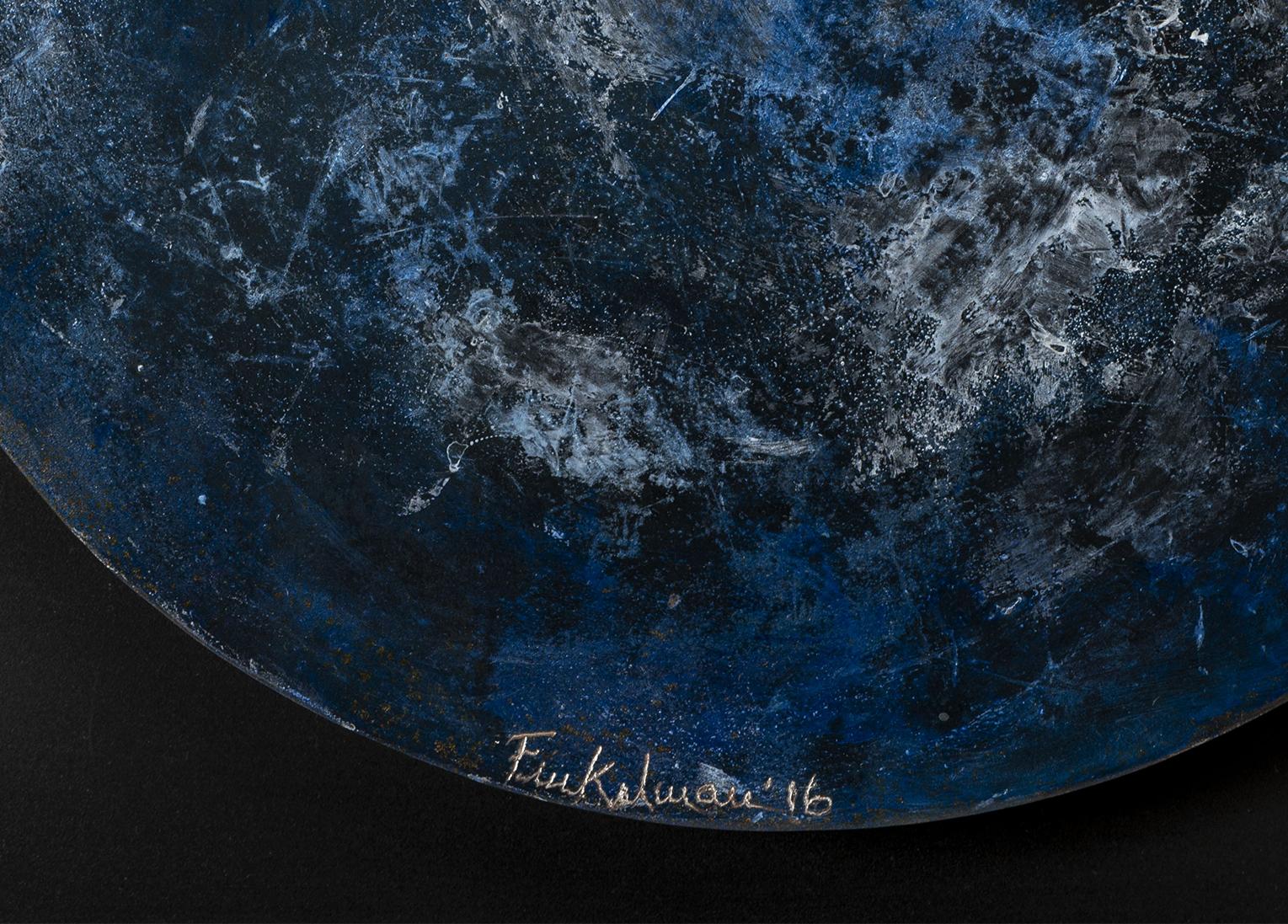 ORBE N°1. Scultura astratta da parete. Metallo intrecciato con pigmenti su Wood. - Painting Minimalismo di Fanny Finkelman