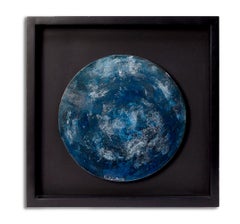 ORBE N°1. Abstract Wall sculpture. Metal Intervened with pigments on wood.