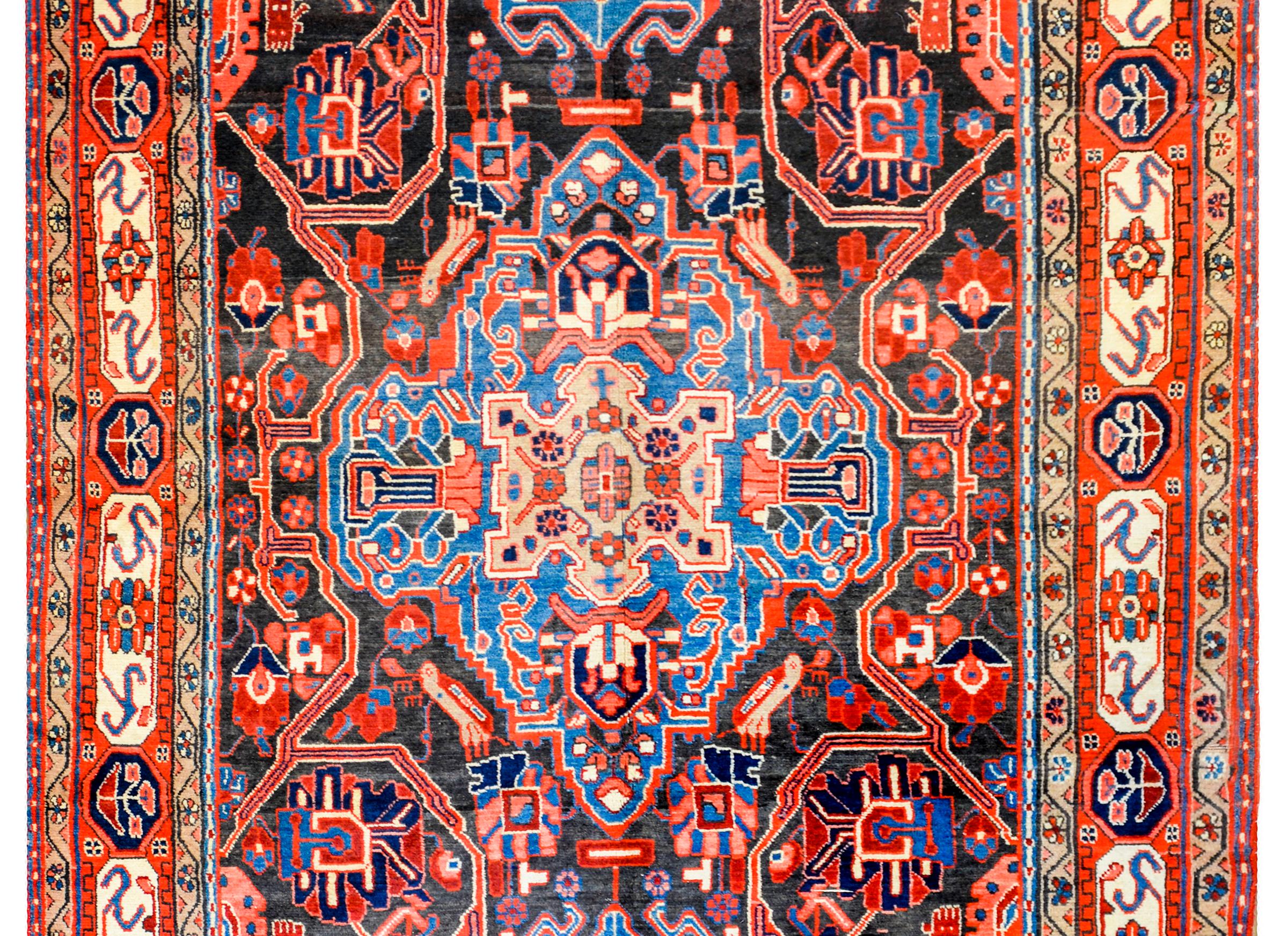 Tribal Fanstastic Vintage Persian Mezlaghan Rug For Sale