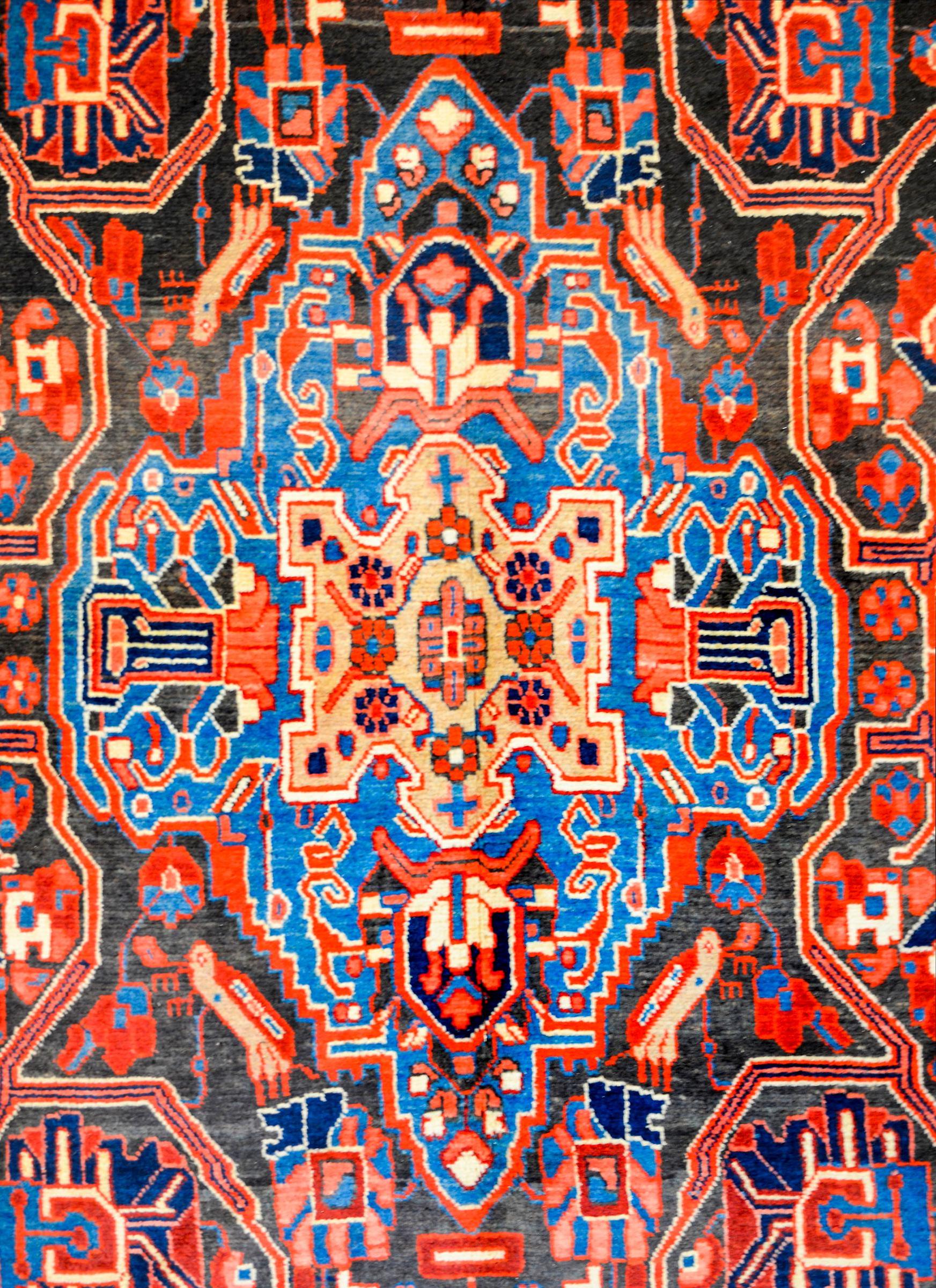 Vegetable Dyed Fanstastic Vintage Persian Mezlaghan Rug For Sale