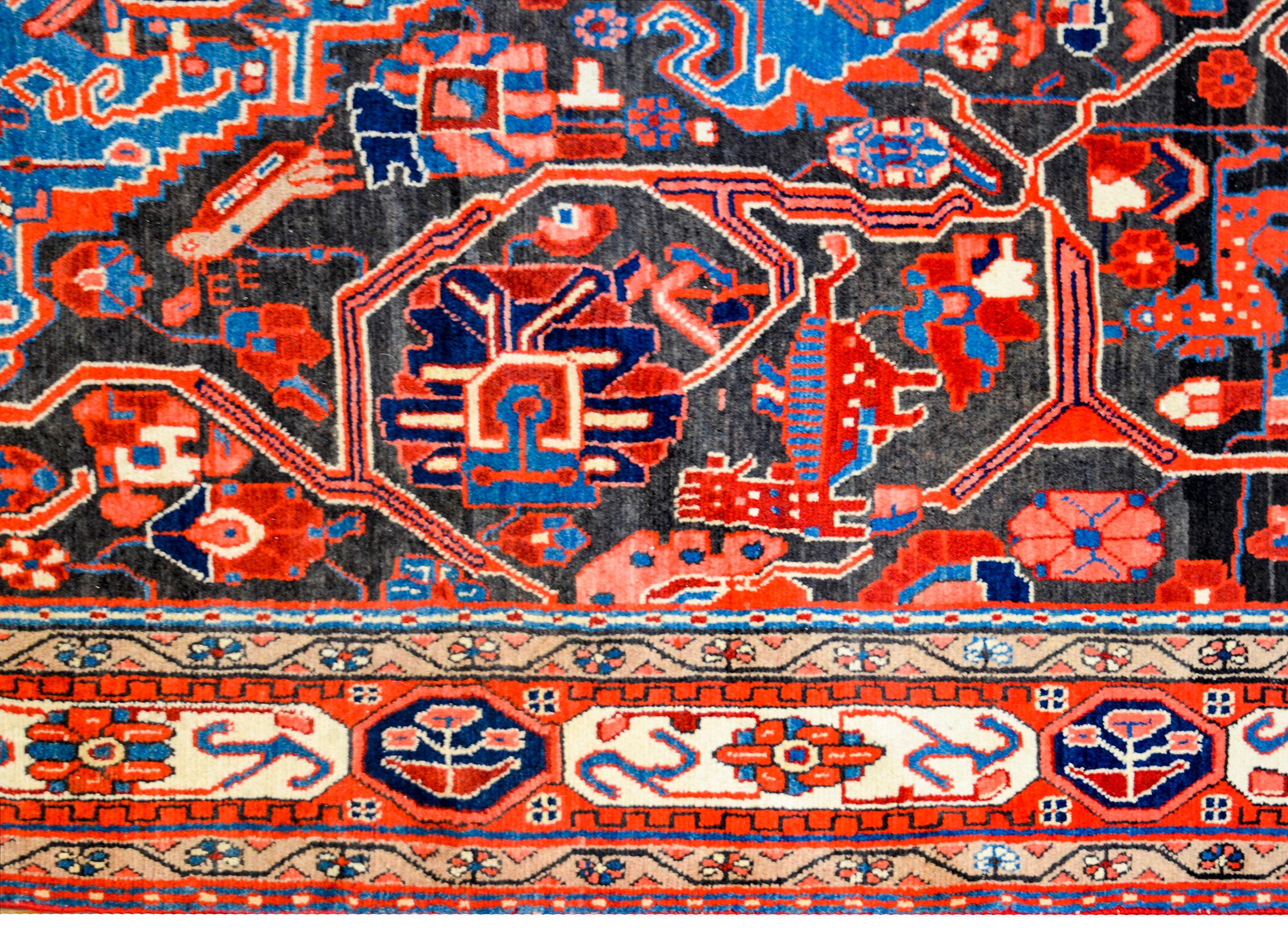 Fanstastic Vintage Persian Mezlaghan Rug In Good Condition For Sale In Chicago, IL