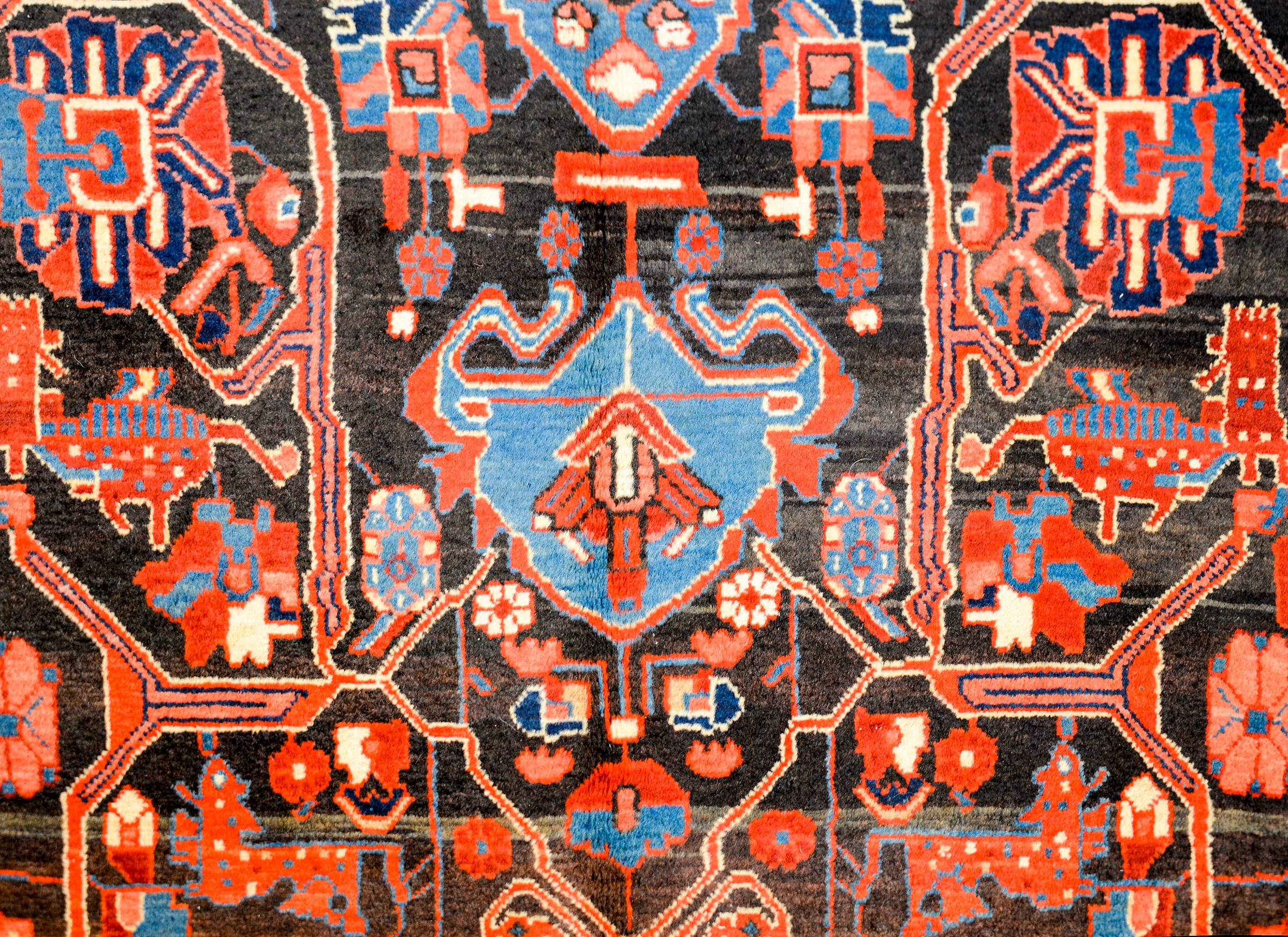 Wool Fanstastic Vintage Persian Mezlaghan Rug For Sale