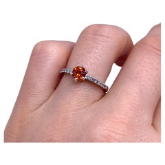 Fanta Garnet and Diamonds natural gems Ring, 14 Karat White Gold, 7US, Certified