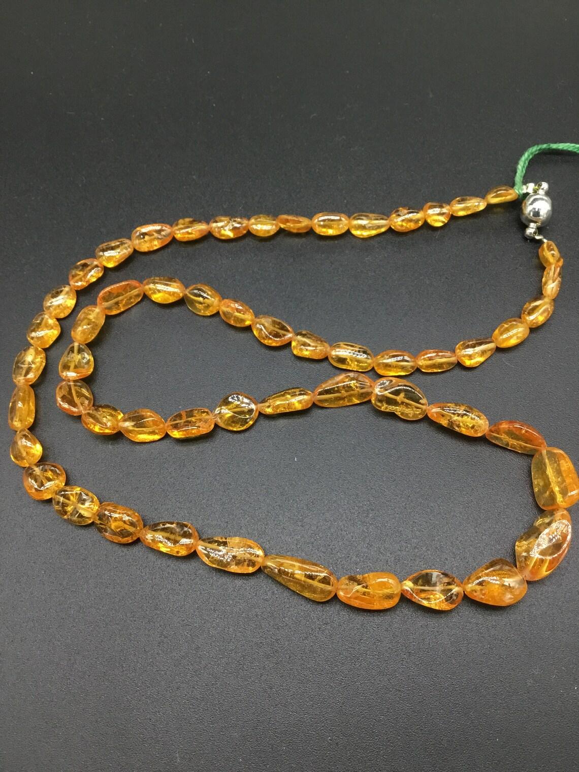 Fanta Spessartin Granat Tumble Perlenkette Natürlicher Edelstein im Zustand „Neu“ im Angebot in Jaipur, RJ