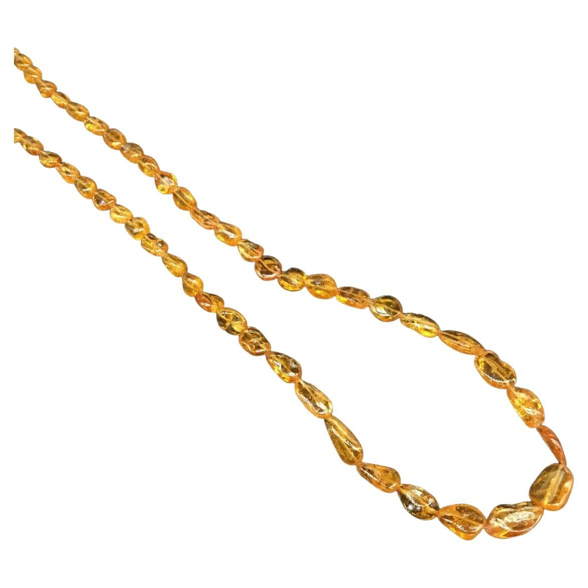 Fanta Spessartite Garnet Tumble Beaded Necklace Natural Gemstone