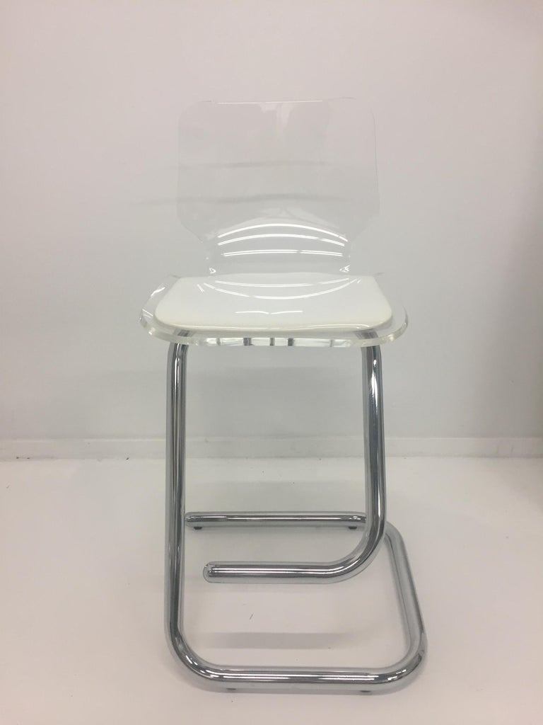 Fantabulous Lucite and Mirrored Bar with Matching Bar Stools at 1stDibs