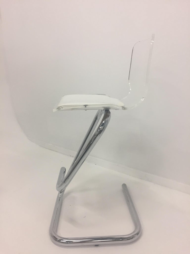 Fantabulous Lucite and Mirrored Bar with Matching Bar Stools at 1stDibs