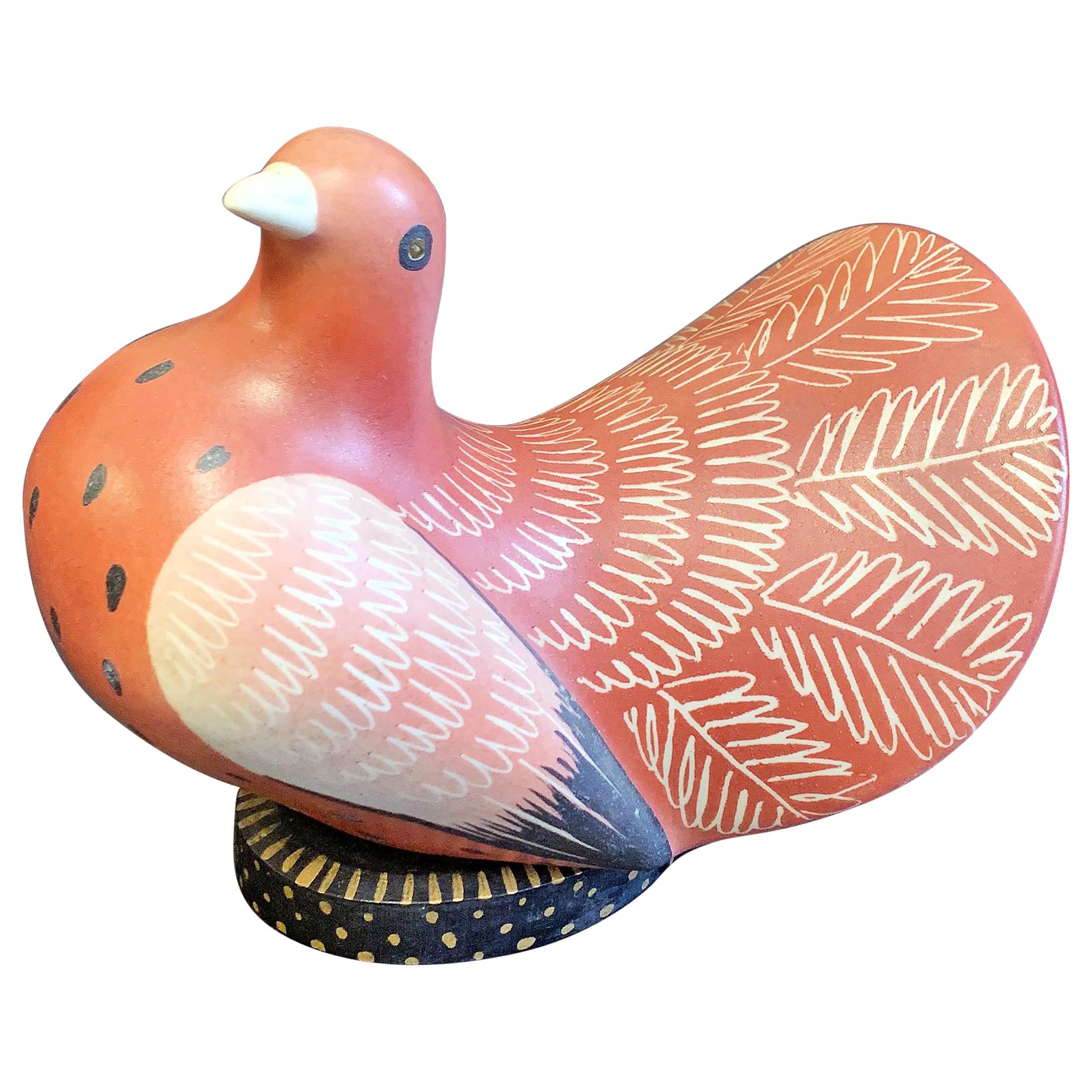 "Pigeon à queue de fantaisie":: rare sculpture Art Déco rose poussiéreux avec base peinte:: Gregory