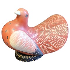 "Fantail Pigeon," Rare Dusty Pink Art Deco Sculpture with Painted Base, Gregory