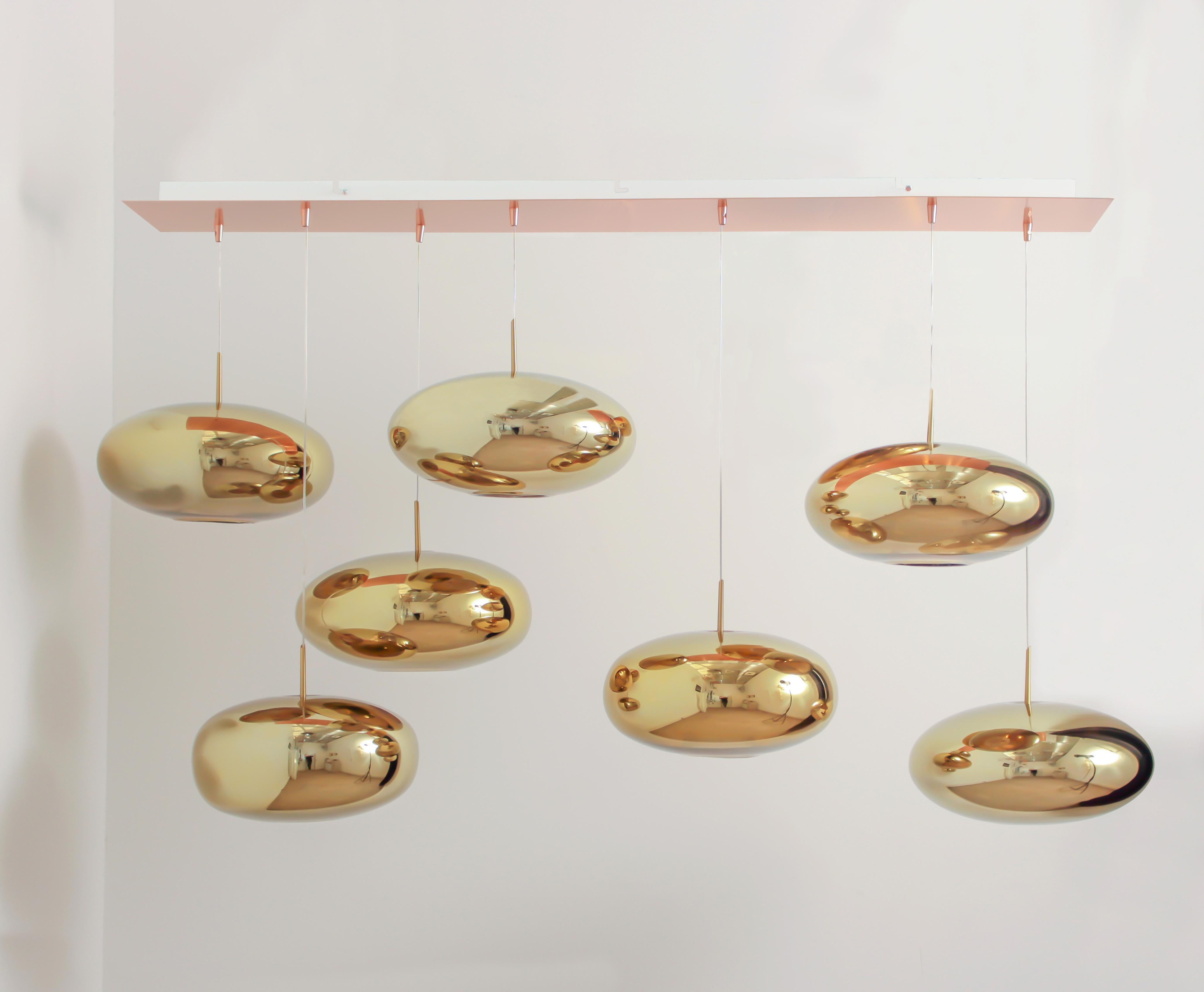 French Fantasia Extra Pendant Light in Gold by Concept Verre For Sale