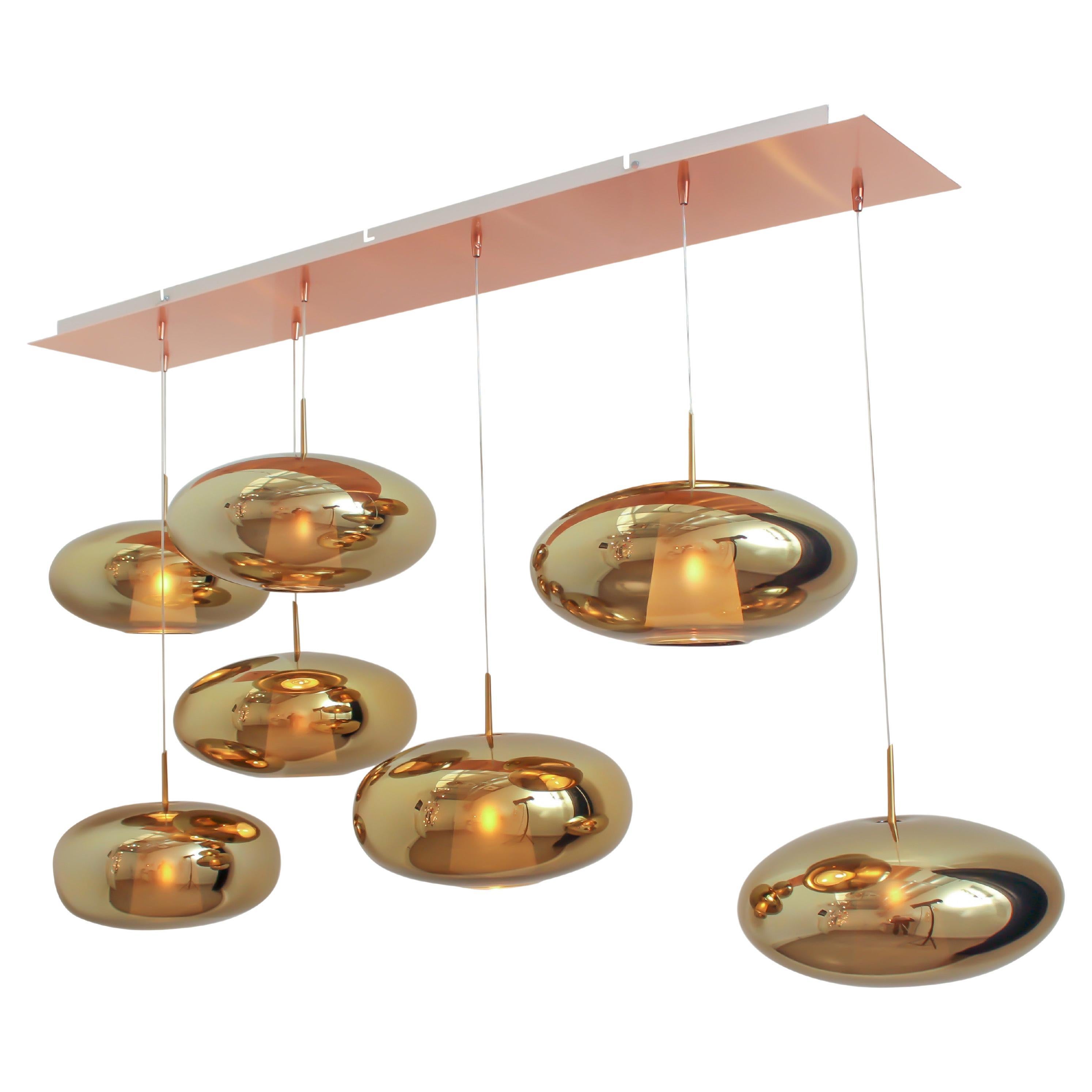 Fantasia Extra Pendant Light in Gold by Concept Verre For Sale