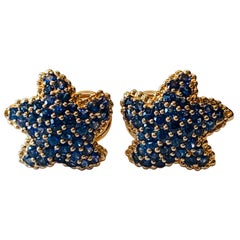 Fantastic 18 Rose Gold Blue Sapphire Starfish Earrings