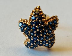 Fantastic 18 Rose Gold Blue Sapphire Starfish Earrings