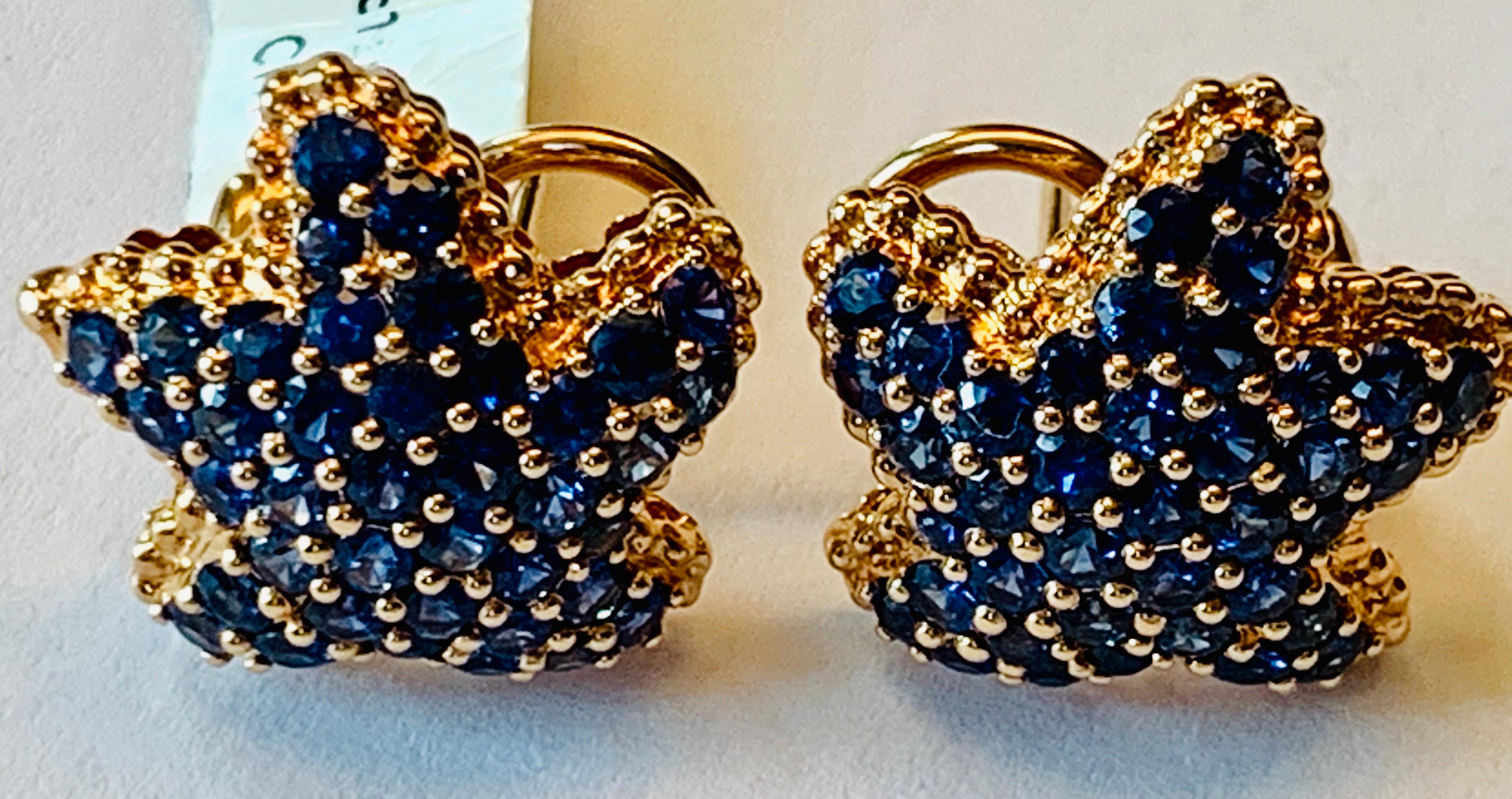 Women's or Men's Fantastic 18 Rose Gold Blue Sapphire Starfish Earrings
